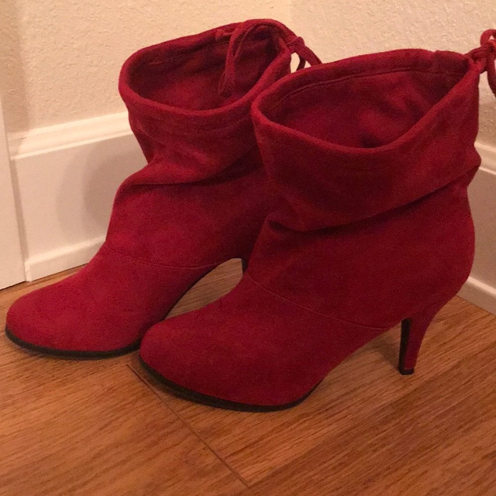 Soft suede red boots!